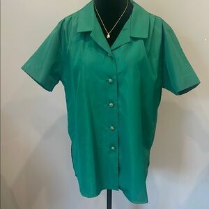 Emerald Green Women's Button-Up Top vintage handmade